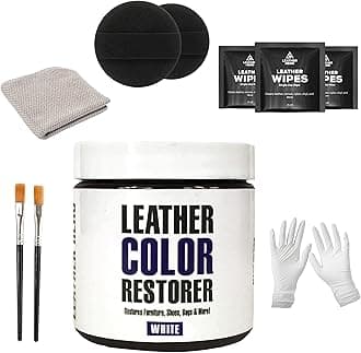 Leather Color Restorer for Couches, Leather Scratch Remover, Leather Couch Scratch Repair for Furniture and Car Seats - Complete Kit, Non-Toxic, Made in The USA (White)