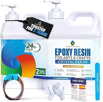 - CRAFT RESIN 2 Gallon Crystal Clear Epoxy Resin Kit with Pumps - Food Safe & UV Resistant for DIY Art, Wood, Jewelry Making, Coasters, Molds Casting Resin Epoxy - Low Viscosity for Beginners & Pros