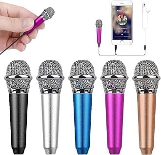 Mini Portable Vocal/Instrument Microphone For Mobile phone laptop Notebook Apple iPhone Sumsung Android With Holder Clip - Rose Red