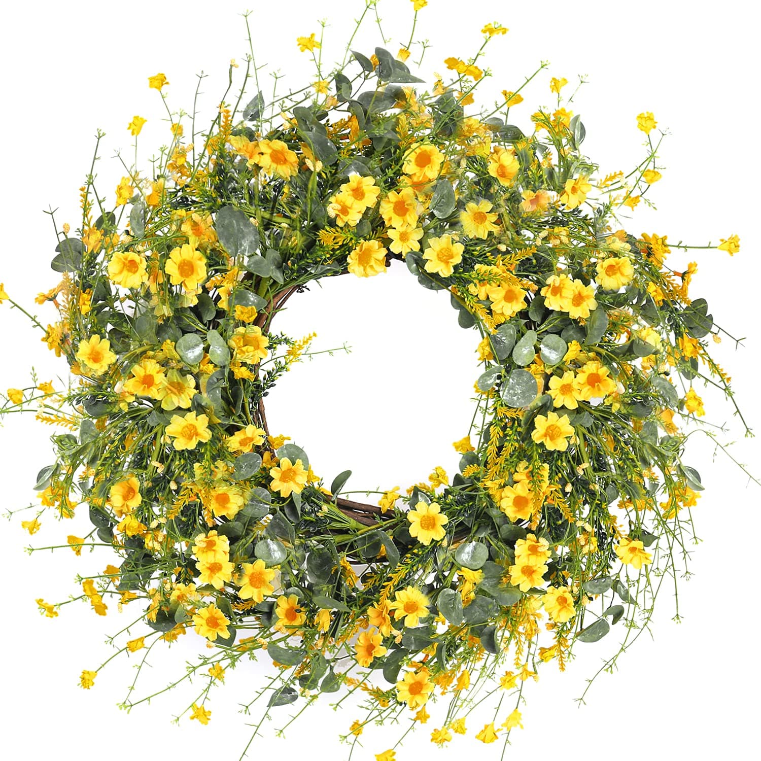 24 Inch Artificial Yellow Daisy Wreath