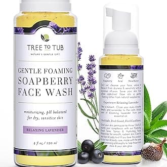 Tree to Tub Sensitive Skin Face Wash for Dry Skin - Moisturizing Gentle Face Cleanser for Women & Men, Hydrating Foaming Facial Cleanser, Daily Face Soap w/Organic Aloe Vera, All Natural Lavender Oil