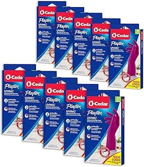 Living Reuseable Rubber Cleaning Gloves (Medium, 10 Pairs), Premium Protection Reusable Household Gloves