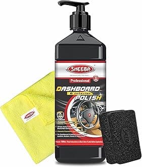 SHEEBA Dashboard & Interior Polish Protectant (1Ltr Pack) with Microfiber Towel & Applicator Foam Pads, Restores Original Look, Long Lasting, Non-Greasy, Prevents Premature Ageing & Dullness.