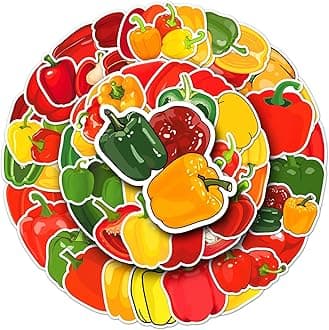50 Packs Pepper Stickers Water Bottles Laptop Phone Computer Guitar Skateboard Hydroflasks Vegetables Vinyl Sticker Waterproof Aesthetic Trendy Decals for Kids Teens Girls Adults