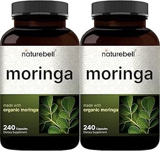 NatureBell Pure Moringa Capsules 2 Pack | Made with Organic Moringa Extract, 480 Capsules – Green Superfood, Skin Health, & Immune Support – Non-GMO, Gluten Free, 8 Month Supply*