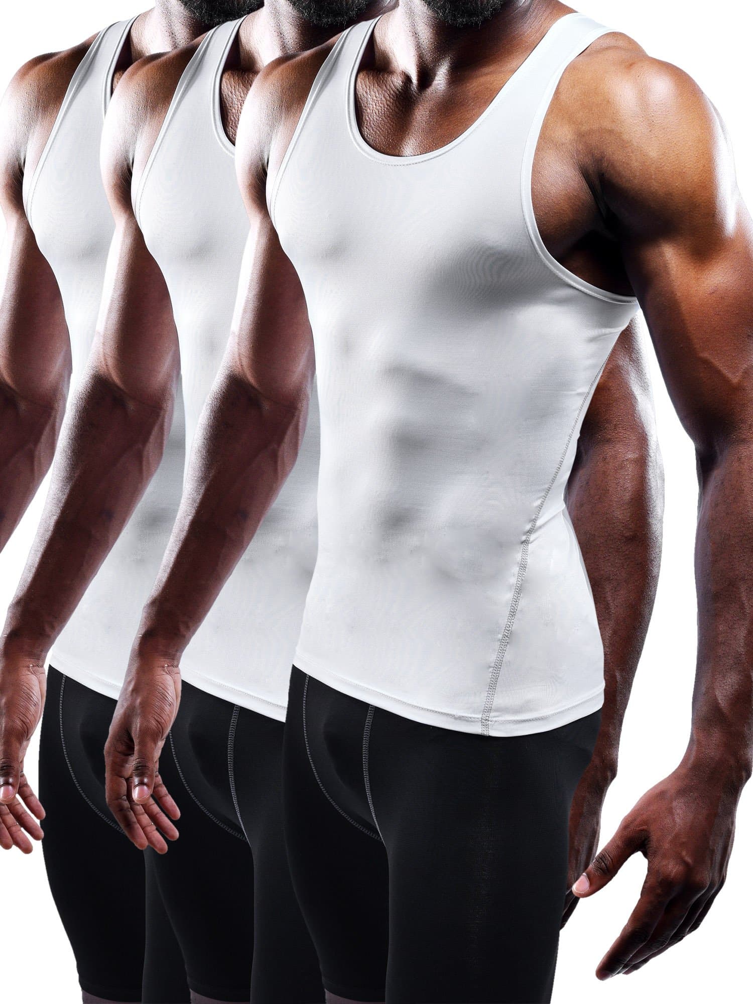 Men's 3 Pack Athletic Compression Under Base Layer Sport Tank Top