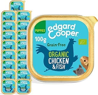 Edgard Cooper Puppy Organic Grain-Free Wet Dog Food, Organic ChickenFish 17 x 100g, Natural Dogs Food in Cup, Fresh Meat, High Protein, Hypoallergenic, No Added Sugar