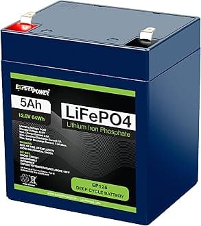 ExpertPower 12V 5Ah Lithium LiFePO4 Deep Cycle Rechargeable Battery | 2500-7000 Life Cycles & 10-Year lifetime | Built-in BMS