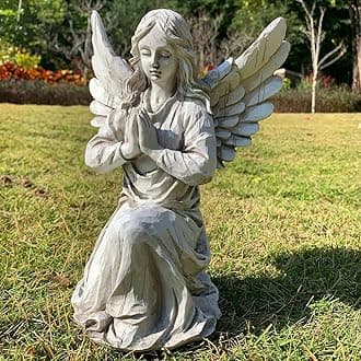 Praying Angel Garden Statue, Religious Fairy Sculpture Waterproof Decorative Figurine Art Decor for Patio, Lawn, Yard, Housewarming Ornament Present Angels HSa-1