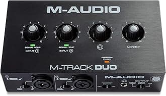 M-Audio USB Audio Interface, Music Production Software, Mac Win DTM DAW, Low Noise, Live Distribution, Playback, Home Recording, M-Track Duo