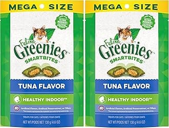 Greenies Feline Smartbites Healthy Indoor Natural Treats for Cats, Tuna Flavor, 4.6 oz. Pouch (Pack of 2)