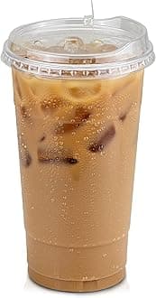 Fit Meal Prep500 Pack 32 oz Clear Plastic Cups with Strawless Sip Lids, Disposable Plastic Coffee Cups with Lids, To Go Cup for Iced Coffee, Smoothies, Party Drinks, Soda, Bubble Tea, Cold Beverage
