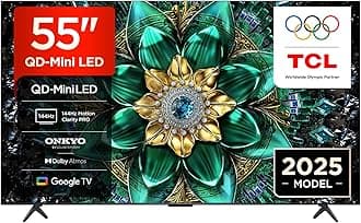 TCL 55Q6C-UK QD-Mini LED TV, 4K HDR Premium 1000nits, Smart TV Powered by Google TV (Dolby Vision IQ & Atmos, Onkyo 2.1 Sound System, 144Hz Motion Clarity Pro, 2025 Model)