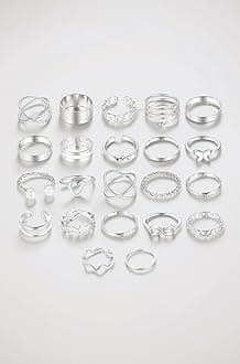 22pcs Latest Stylish Stackable Kunckle Rings Set for Women and Girls Butterfly Heart Boho Gold and Silver Plated Rings