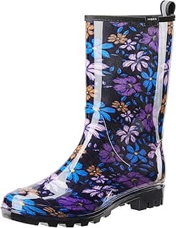 HISEA Women's Rain Boots Waterproof Rubber Rain Shoes for Ladies Mid Calf Garden Boots with Comfort Insole