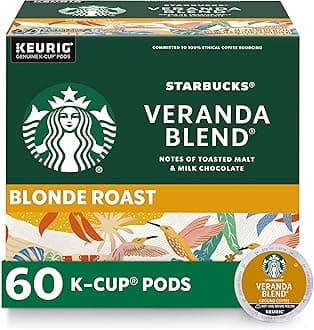 K-Cup Coffee Pods, Starbucks Blonde Roast Hot or Iced Coffee, Veranda Blend, 60 Keurig Pods