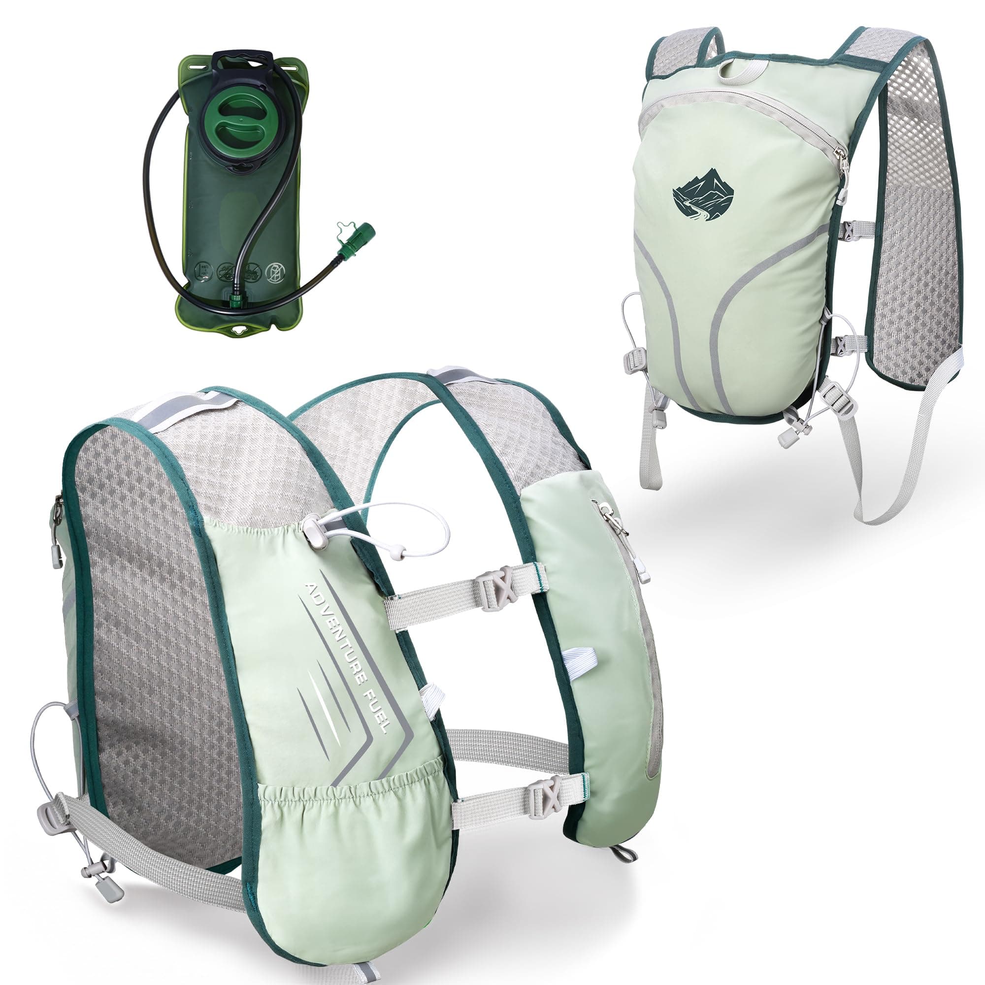 Lightweight Running Vest Hydration Backpack, Hydration Vest with 2L Water Bladders - Adjustable Chest Straps and Reflective Water Backpack Fit for Men Women Hiking Cycling Camping Festival Marathon