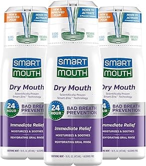 SmartMouth Activated Dry Mouth Mouthwash, Dry Mouth and Bad Breath Relief, Mint, 16 fl oz, 3 Pack