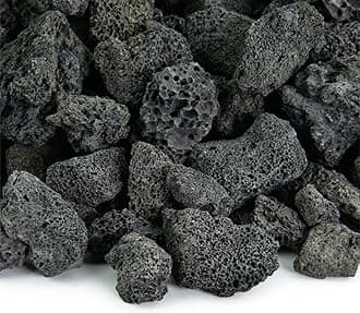 Lava Rock - 10 Pounds of Fireproof and Heatproof Volcanic Lava Rock, Perfect for Fire Pits, Fireplaces, BBQs and more. Indoor and Outdoor use - Organic, Natural, Hand-Picked Stones (3/4", Black)