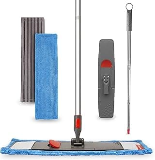 Floor Mop Microfiber Cleaning System - Washable Scrubbing and Reusable Microfiber for Hardwood, Laminate and Tile, Dust Mop, Soft Refills for Wood, Walls, Vinyl, Kitchen