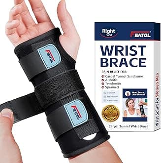 FEATOL Wrist Brace for Carpal Tunnel, Adjustable Wrist Support Brace with Splints Right Hand, X/Small, Arm Compression Hand Support for Injuries, Wrist Pain, Sprain, Sports