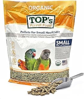 TOP's Parrot Food Bird Pellets for Small Hookbills - Non-GMO, Peanut Soy & Corn Free, USDA Organic Certified (4lbs)