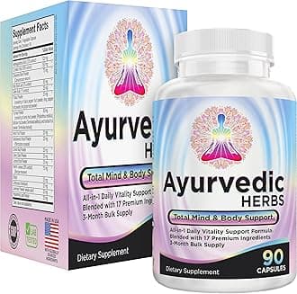 3-Month Ayurvedic Herbs Supplement 17-in-1 | Mind & Body Balance | Ayurveda Health Support Blend | Ayurvedic Supplements | 90-Day Bulk Supply | 90 Capsules
