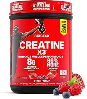 Six Star Creatine Monohydrate Powder, X3 (Fruit Punch) - Flavored Creatine HCl Powder Monohydrate Supplement for Muscle Building & Performance - Post Workout Supplement for Men & Women - 30 Servings