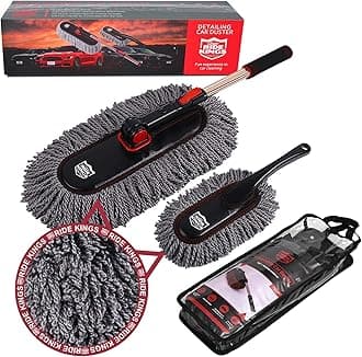 Car Duster Set, Car Duster Exterior Extendable Handle, Scratch Remover Large and Small Brushes Remove Dust Exterior Interior of RVs and Trucks,Microfiber Auto Interior Brush, 2-Packs