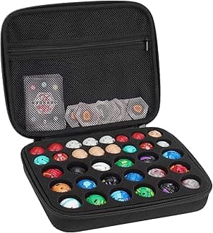 Toy Storage Box Compatible with 36 Bakugan Figures, BakuCores,Mini Toys Carrying Case(CASE ONLY) (Black)