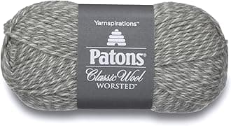 Patons Classic Wool Yarn, 3.5oz, Gauge 4 Medium, 100% Wool Light Grey Marl - For Crochet, Knitting & Crafting