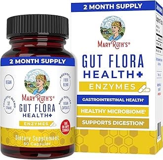 MaryRuth’s Gut Flora Health+ Enzymes | Prebiotic & Probiotic Digestive Enzymes for Healthy Gut Biome & Digestive Support | Gastrointestinal Health | CLP Certified | 60 Capsules | Up to 2 Month Supply
