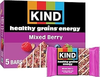KIND Healthy Grains Energy Bars, Mixed Berry, Gluten Free, Healthy Snacks, 19g Whole Grains, 5 Count