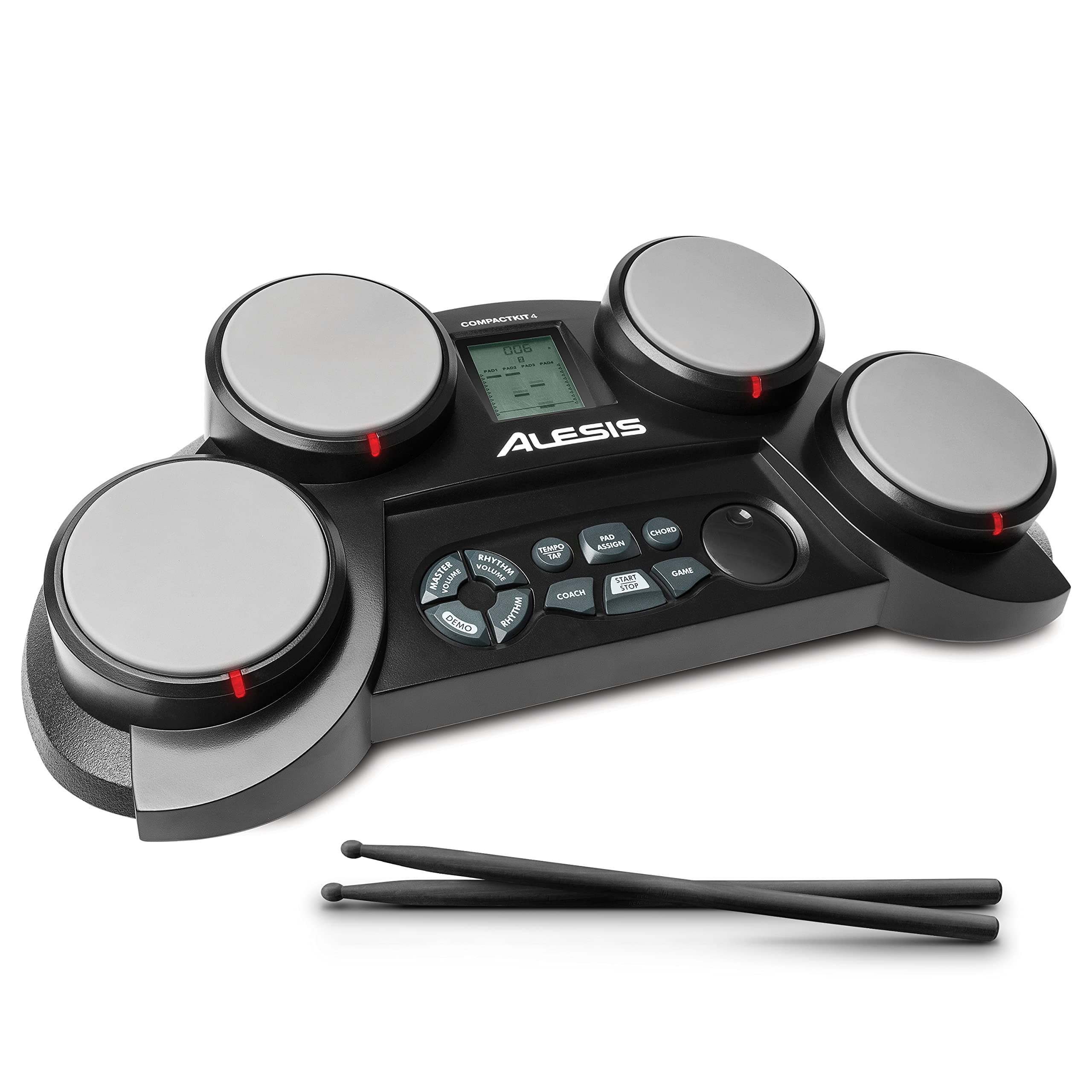 Alesis CompactKit 4 - Portable Tabletop Electric Drum Kit with 4 Pads, 70 Electronic and Acoustic Drum Set Sounds and Drum Sticks