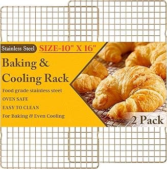 2PCS Cooling Racks for Cooking and Baking - 10" x 16"Heavy Duty Stainless Steel Wire Rack for Baking, Grilling, Roasting - Oven & Dishwasher Safe - Fits Half Sheet Pan（Gold）
