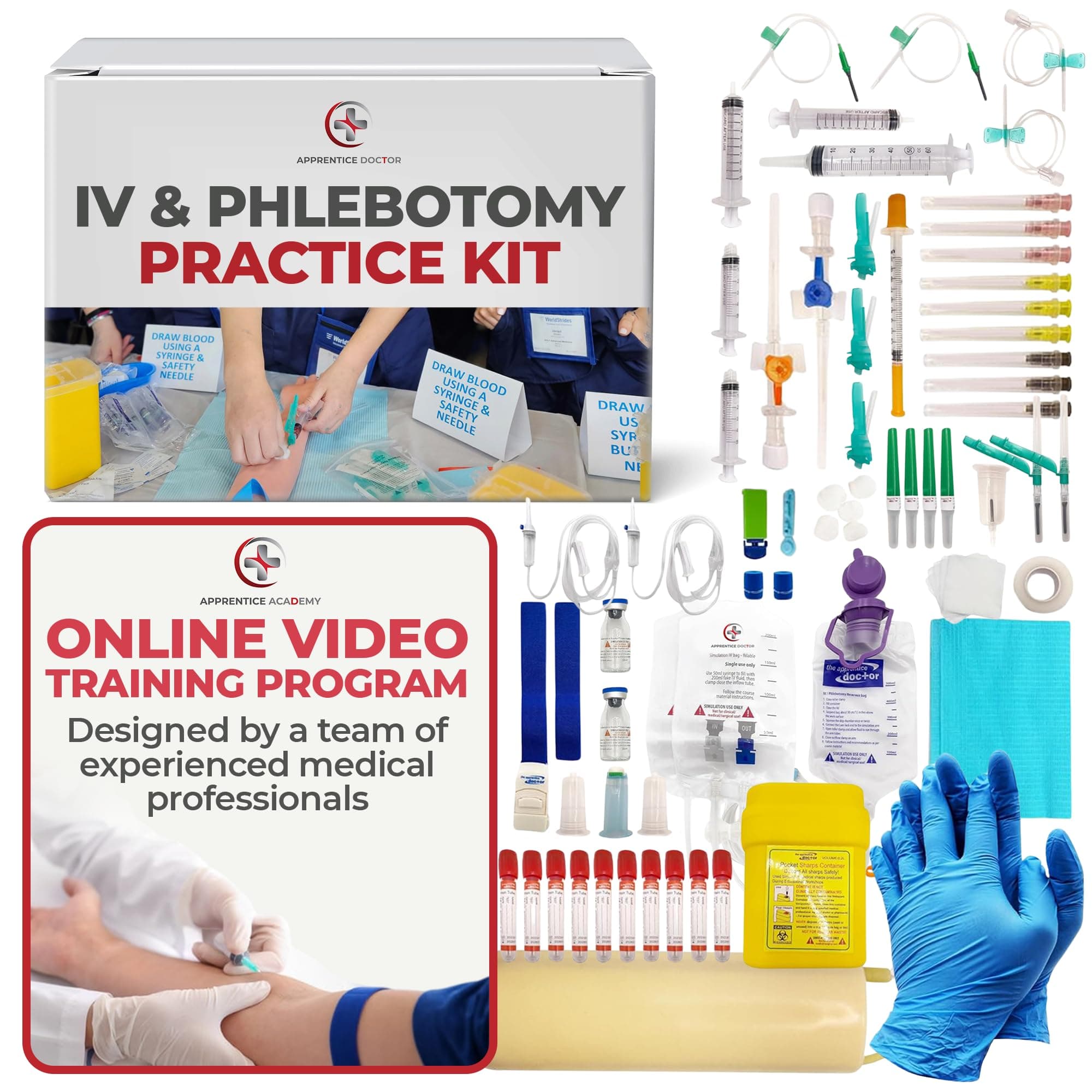 The Apprentice Doctor Phlebotomy Practice Arm Kit with Online Learning – Skill-Building Model Arm for Students, Beginners & Home Study
