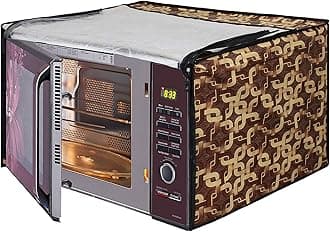 Glassiano Geometric Gold Printed Microwave Oven Cover for Whirlpool 20 Litre Convection Microwave Oven Magicook Elite