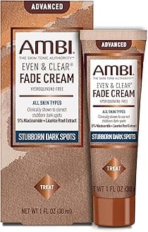 Ambi Even & Clear Advanced Fade Cream, Hydroquinone-free, Hyperpigmentation Treatment, Stubborn Dark Spot Corrector, Results In As Little As 2-3 Weeks, Niacinamide, Licorice Root Extract, PHA, 1 Fl Oz
