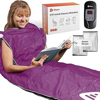 Lifepro BioRemedy Plus Infrared Sauna Blanket – Available in 5 Colors – Portable Far Infrared Home Sauna Bag for Detox, and Relaxation – Adjustable Temp (86–158°F) & Timer – Includes Detox Wraps