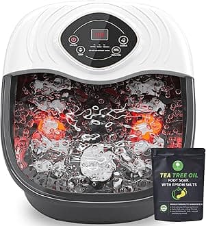 Foot Spa,Foot Bath Massager with Tea Tree Oil Foot Soak with Epsom Salt - with Heat, Bubbles and Vibration,Red Light,Medicine Box Digital Temperature Control 8 Acupressure Massage Points