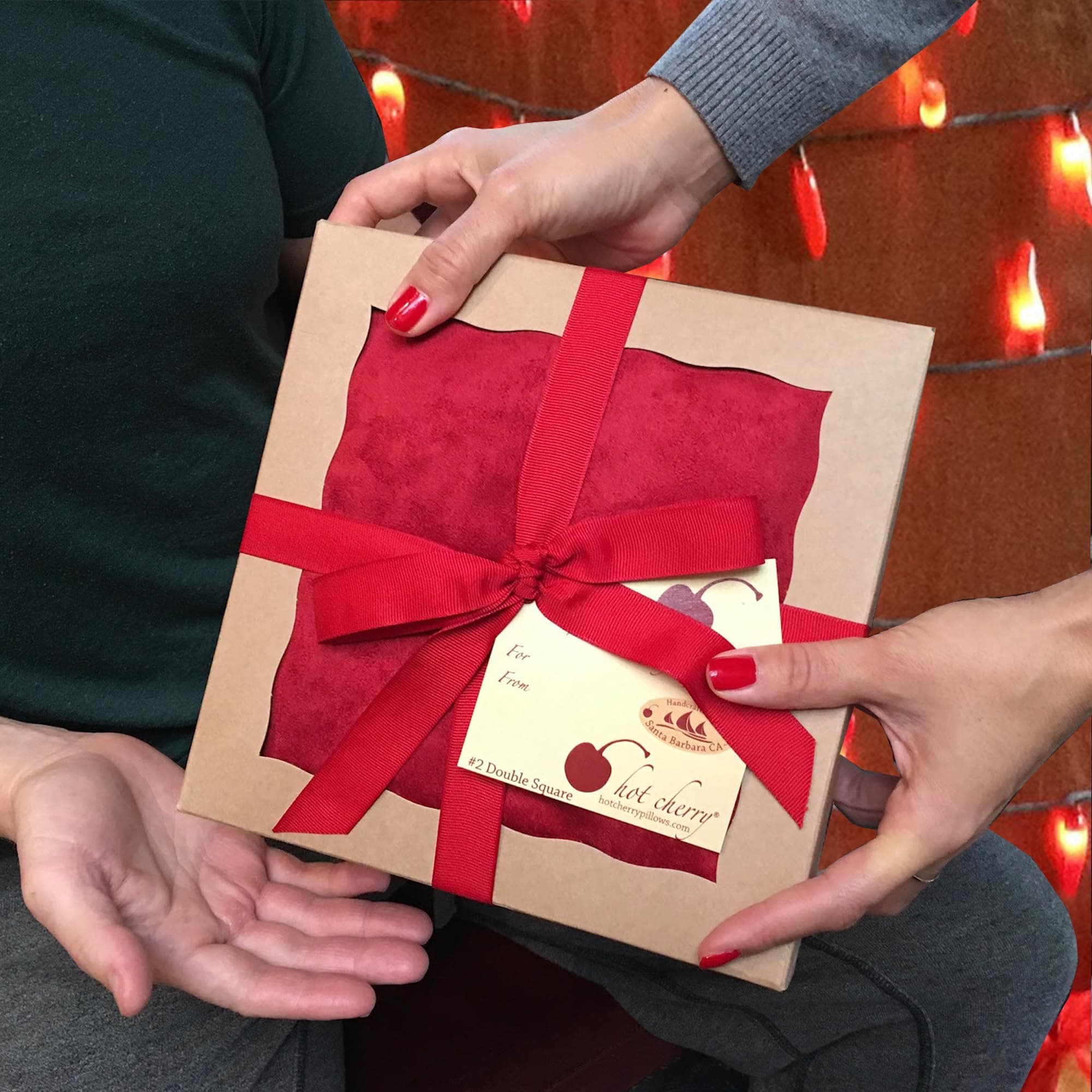 Double Square Red Ultra Suede, Cherry Pit-Stone Pillow, Microwavable Hot/Cold Compress, Sustainable Heating Pad, Moist Heat, Muscle Joint Pain Relief