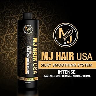 MJ Hair Silky Smoothing System,Professional Brazilian Keratin Treatment 4 oz for strong and curly hair (120 ml- black)