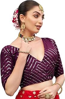 Womens Fancy Readymade Ethnic wear Half Sleeve Sequins Saree Blouse sabyasachi Blouse for Women Saree and Lehenga Choli Bridal Blouse