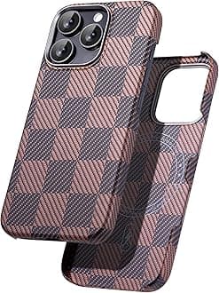 Aramid Fiber Case for iPhone 16 Pro Max, Compatible with Magnet, Slim & Light, Case-Less Touch Feeling, Checkerboard