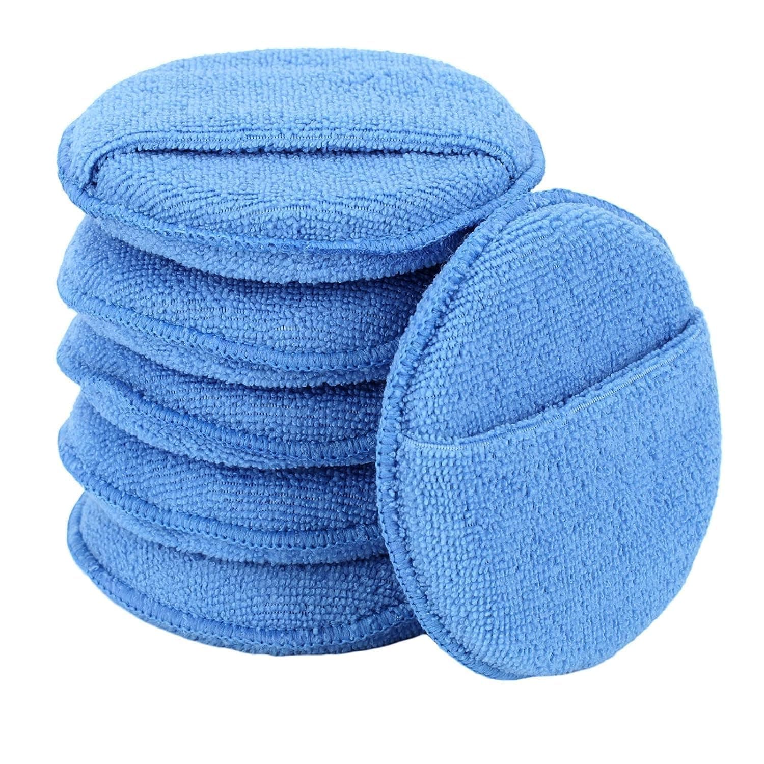 Microfiber Wax Applicator Pads, Car Wax Applicator with Finger Pocket, Buffing & Detail Polishing Foam Pads for Car Cleaning and Fine Polishing (5 inch, 6 Pack)