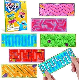 LESONG Squishy Toys Sensory Fidget Toys for Kids: Sensory Toys for Austism Sepcial Need 6 Pack Maze - Fidget Sensory Toys Filled Goo for Calming Down Classroom - Stocking Stuffers Gifts