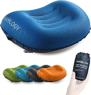 Trekology Ultralight Inflatable Camping Travel Pillow - ALUFT 2.0 Compressible, Compact, Comfortable, Ergonomic Inflating Pillows for Neck & Lumbar Support While Camp, Hiking, Backpacking