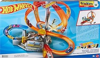 Track Set Spin Storm, 3 Intersections for Crashing & Motorized Booster, 1:64 Scale Toy Car (Amazon Exclusive)