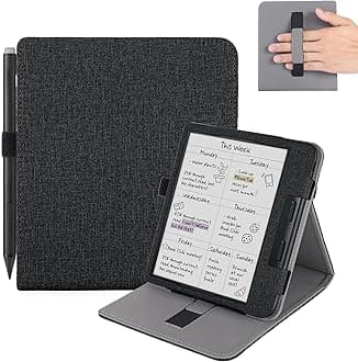 for Kobo Libra Colour Case with Pen Holder,Sleep Cover for Kobo Libra 2 Case with Hand Strap,Black