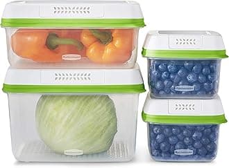 Rubbermaid FreshWorks Produce Saver, Medium and Large Storage Containers, 8-Piece Set, Set of 4, Med & Lg